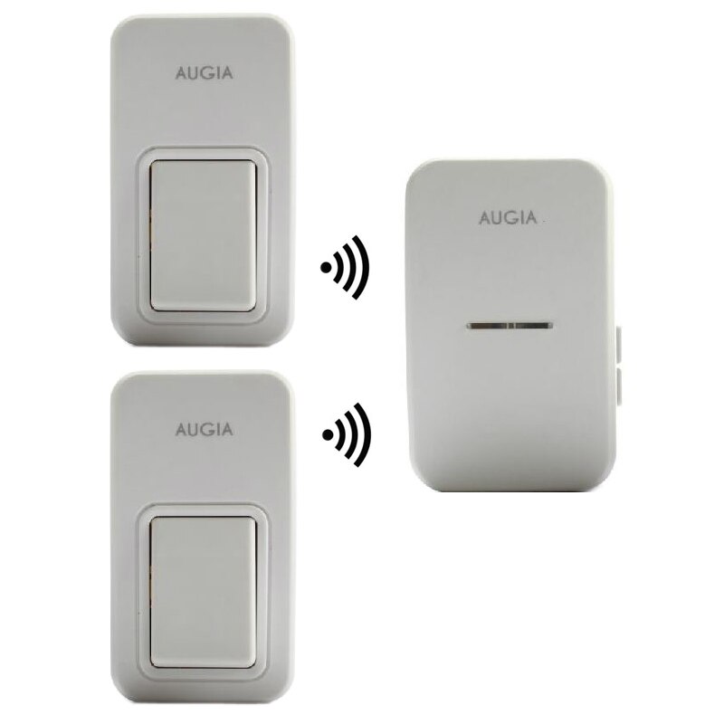 Wireless Cordless Remote Doorbell Door Bell Chime,Two Buttons/Transmitters, No need battery, Waterproof, 110-220V