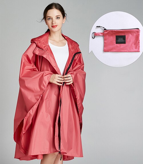 Black trench Coat Style Hooded Women men unisex Raincoat Outdoor Rain Poncho Waterproof Rain Coat 3 Colors Rainwear: Red