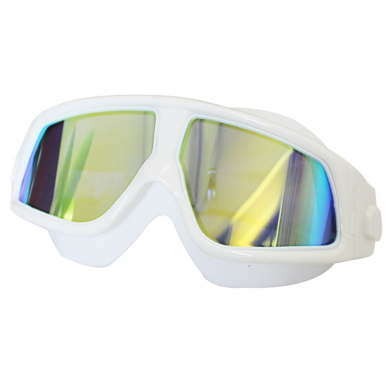 Professionele Waterdichte Comfortabele Siliconen Zwemmen Bril Grote Frame Anti-Fog Uv Bescherming Zwembril Voor Mannen Vrouwen: White