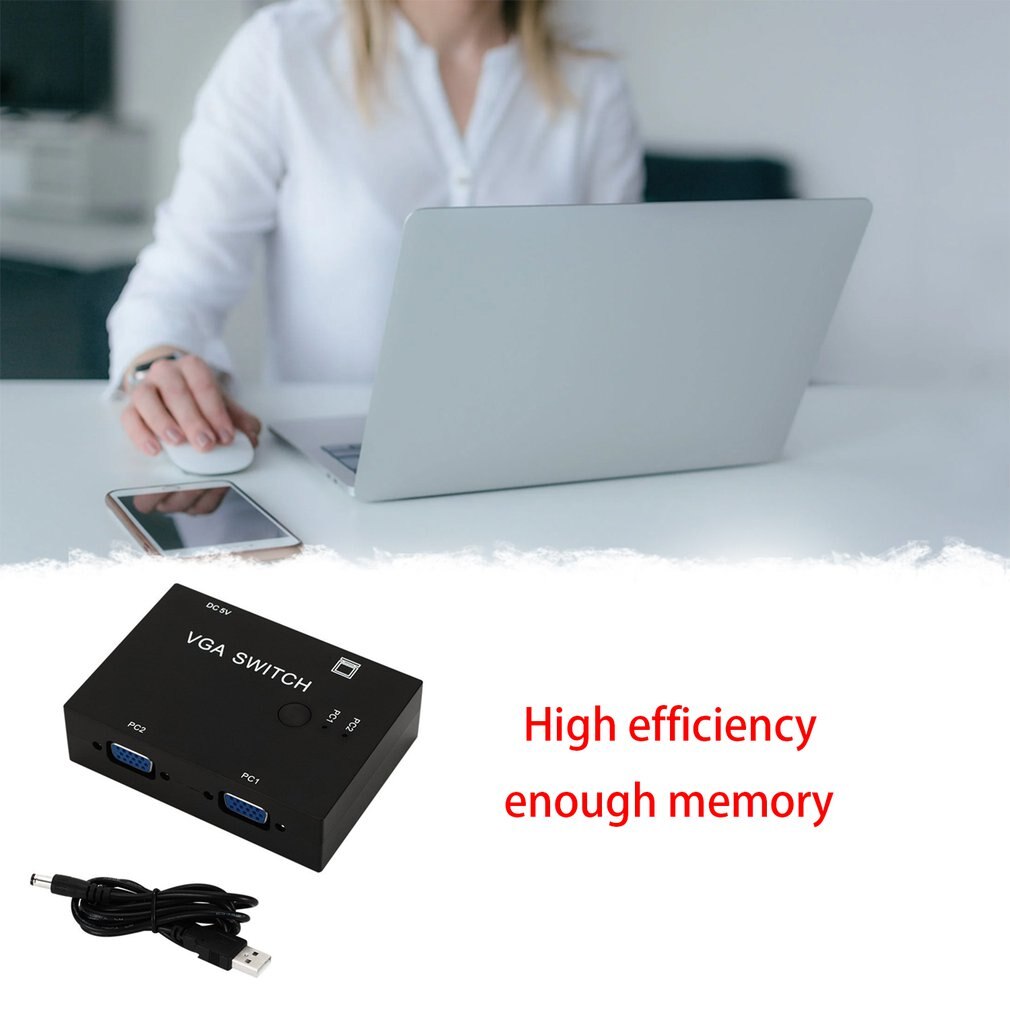 Computer Vga Switch Two-In-One-Out Multi-Computer Host Switch Vga Two Hosts Shared Display Device Plug And Play