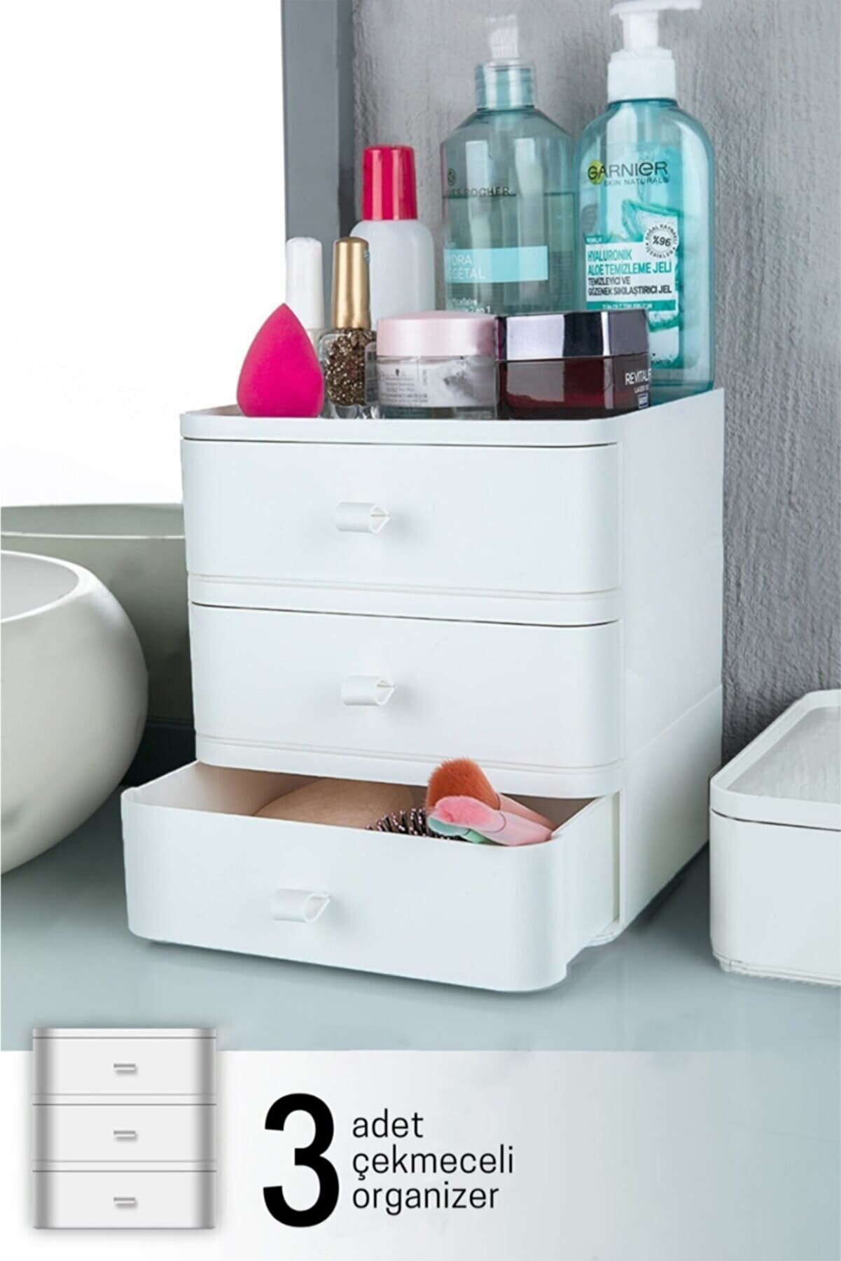 Box Cabinet 3 layer Jewelry, make up And Cosmetic Organizer Drawer Office Table Organizer generation multi-purpose drawer cabinet box