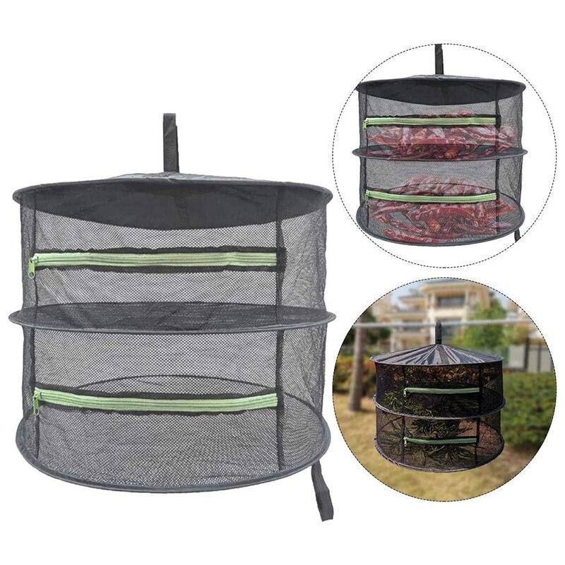 Fashion2-Layers Herbe Étendoir à linge, Sèche-linge, Grille de Séchage de Maille, Maille Filet Sèche Net Sèche Séchage Rack Suspendu Pliable