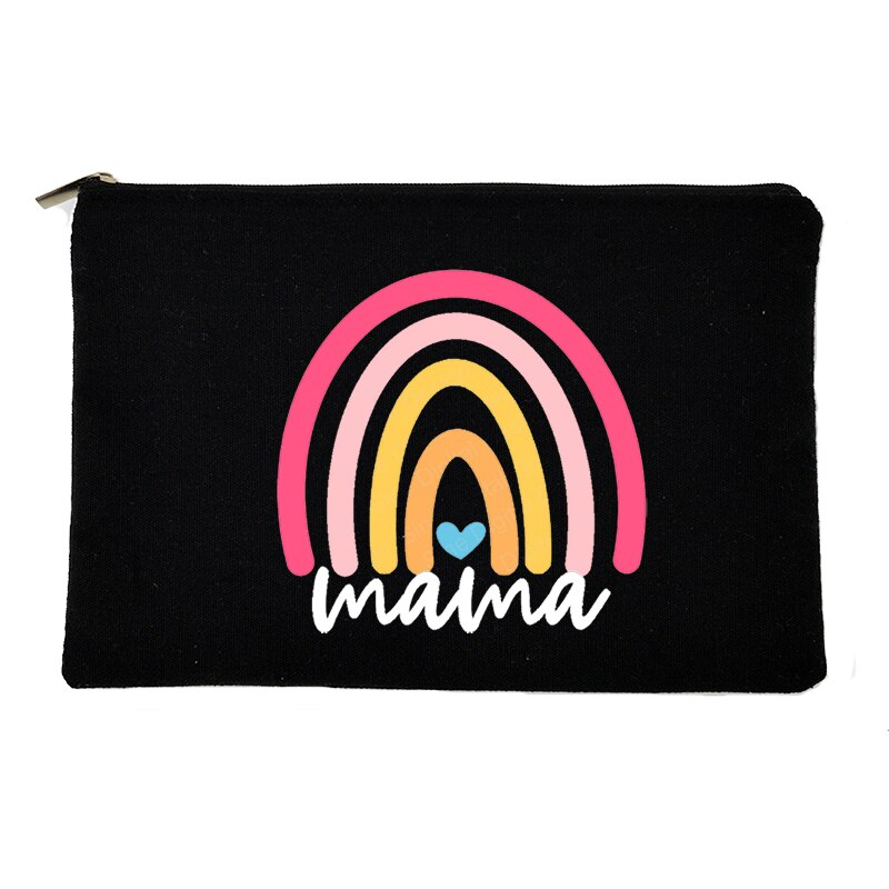 Rainbow Mama Print kosmetyczka kosmetyczka podróżna kobiety Organizer do przyborów toaletowych Tote kobieta przechowywanie makijaż torby torebka prezent dla mamy: W10108-TBBK-D