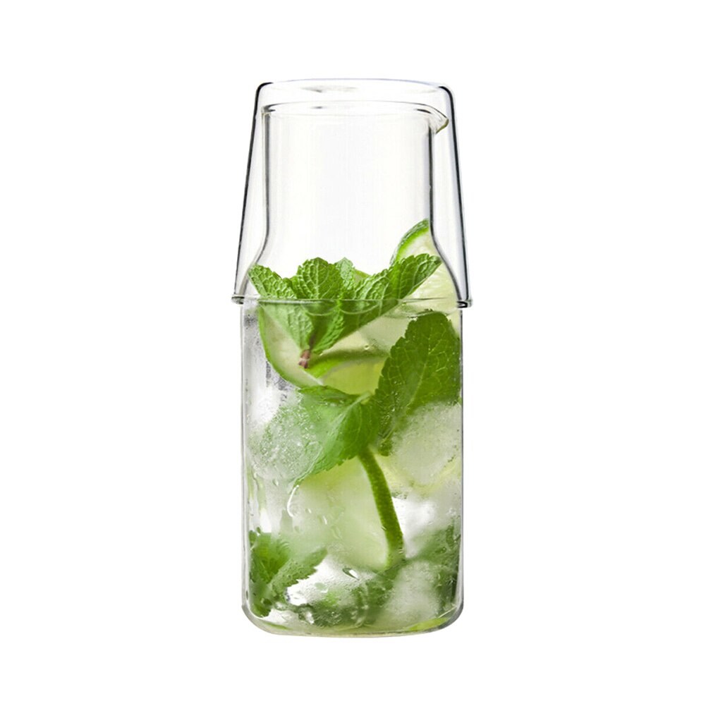 Glazen Water Container Opslag 2 In 1 Nordic Glazen Beker Met Deksel Hittebestendig Hoge Borosilicaatglas Koffie Bier cup Set: Small