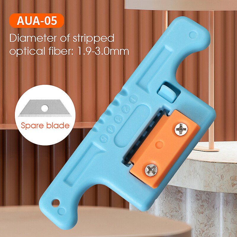 Fiber Cable Ribbon Stripper FTTH Fiber Optic Stripping 1.9~3mm Access ToolKit Loose Buffer Tube Stripper AUA-05: Blue And Blade