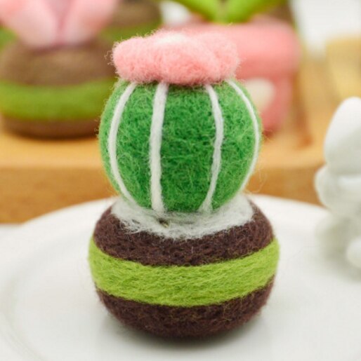 Succulent plants wool needlepoint kit wool felt needle felting pendant craft needlecraft DIY handmade: Clear