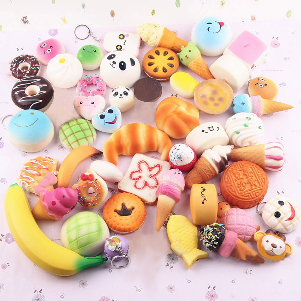 Besegad 10 stücke Lustige Nette Kawaii Charme Squishy Künstliche Brot Croissant Laib Kuchen Brötchen Donuts Anti betonen Angst Squishy