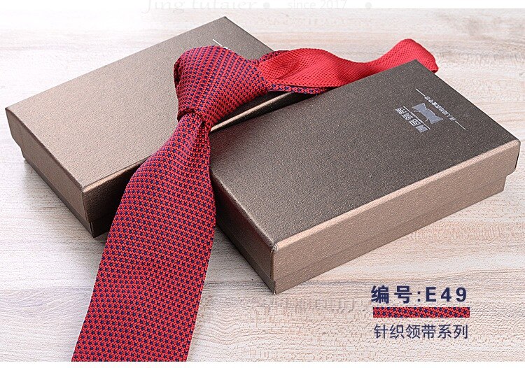GUSLESON 6cm Slim Knit Tie for Men Business Leisure Skinny Necktie Burgandy Colorful Striped Dots Weave Ties