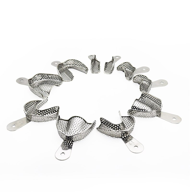 Dental Metal Impression Trays Stainless Steel Impression Tray With Holes Quarter ,Anterior, Small, Medium,Large