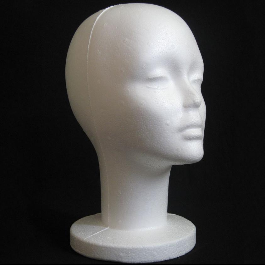 1x female model head Female Styrofoam Mannequin Manikin Head Model Foam Wig Hair Glasses Display