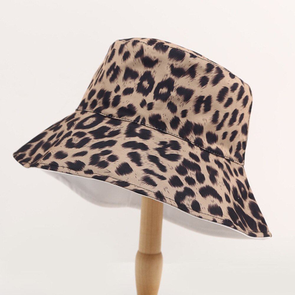 Dame kvinder afslappet leopard bredskygget floppy foldbar sommersol strandhat  #5 a 26