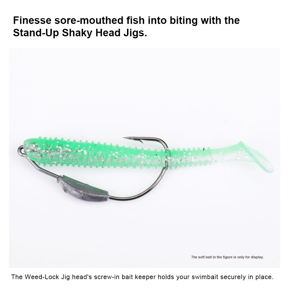 FISH KING 5Pcs Offset Fishing Hooks 2g-7g Weighted Crank Hook Soft Baits Barbed Hook Jig Worm Hook for Texas Rigs Fishing Tackle