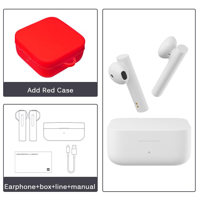 Xiaomi Air2 SE auricular Bluetooth inalámbrico AirDots pro 2 SE TWS auriculares SBC/AAC Control táctil síncrono Doble micrófono ENC: Add Red Case