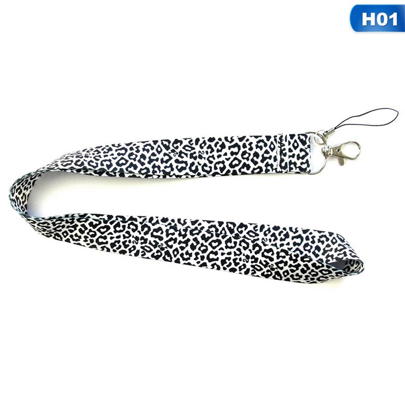 Moderno llavero con cordón de teléfono móvil tarjeta de identificación con estampado de leopardo, correas de cuello de Teléfono Animal con llavero: H01