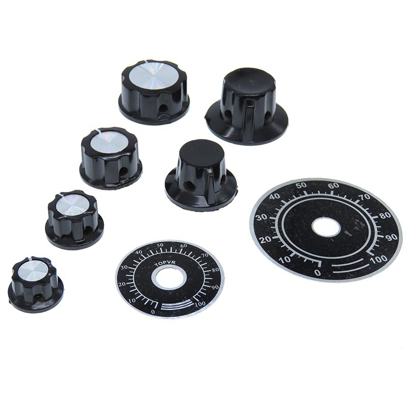 kor grænseflade Øjeblik 10 Sets Potentiometer Knob Kit MF-A03 Dial Knob + MF-A03 Bakelite Knob With  Scale Plate Sheet Scale Digital Potentiometer Set – Grandado