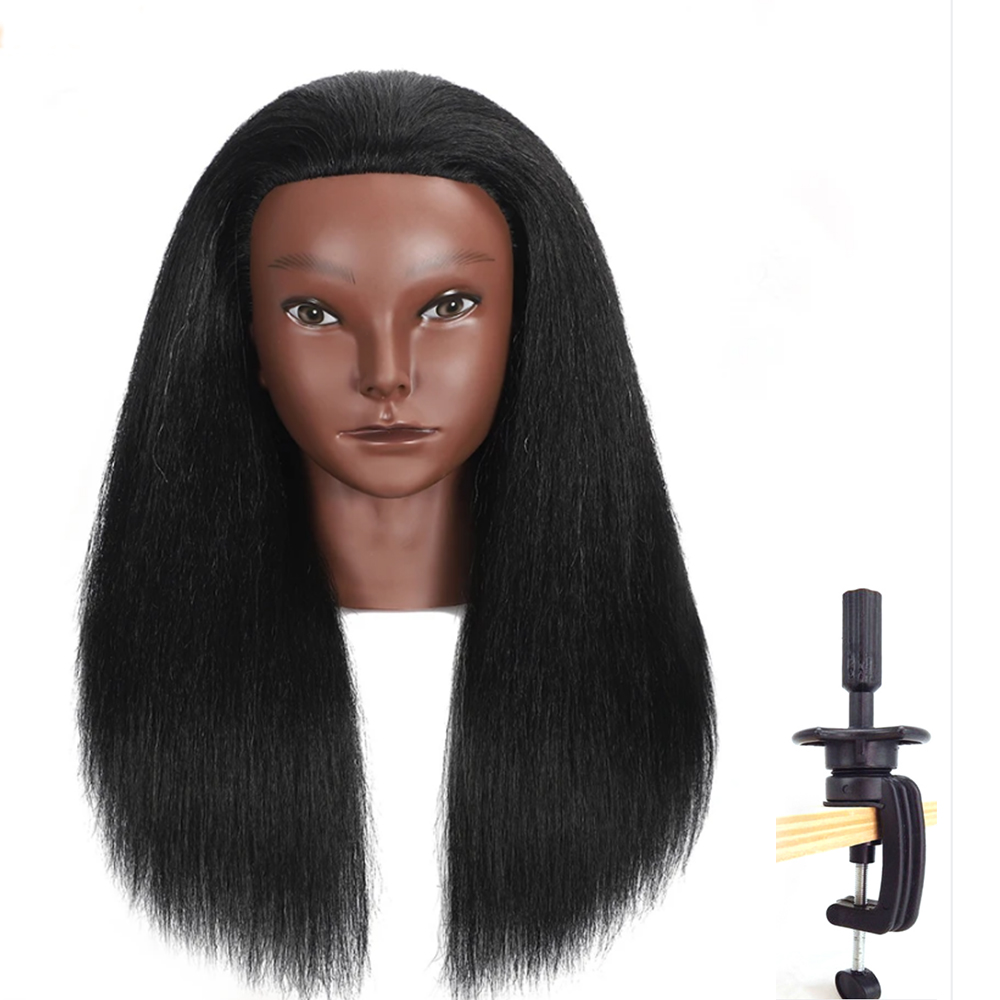 8 Inches Afro Mannequin Head Hair Traininghead Styling Head Braid Hair Dolls Head for Practicing Cornrows and Braids: Reseda