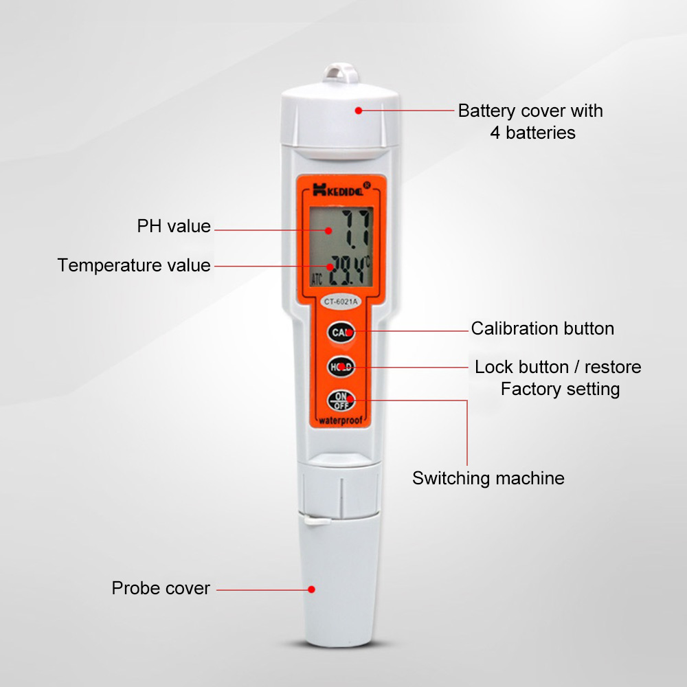 Digital PH Water Tester Hand-held PH Meter Display Waterproof Aquarium Fish Tank Water PH Tester