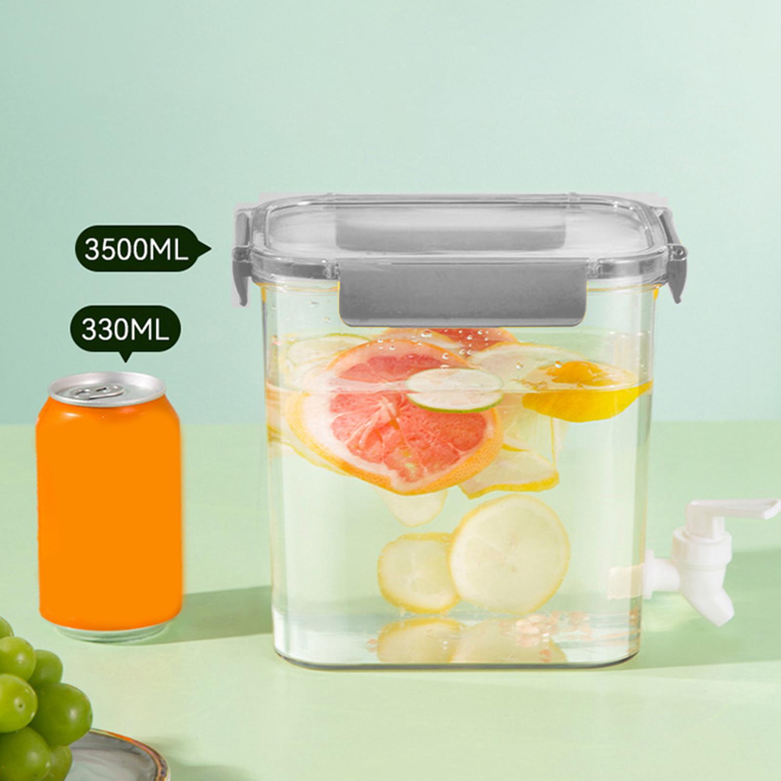 Beverage Dispenser Cold Water Cold Drink Bucket BPA Free Leak Free Refrigerator Cold Kettle for Iced Tea, Lemonade, Juice: Gray 3.5L