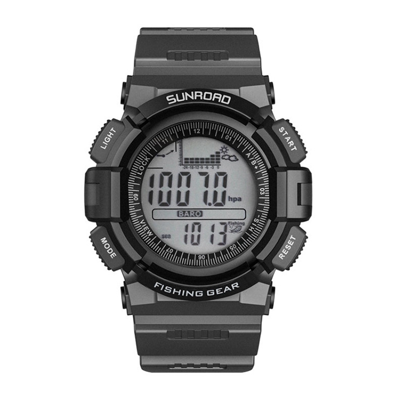 Relojes digitales de pesca para hombre, Monitor de temperatura de profundidad del agua, altímetro, brújula, barómetro, despertador, resistente al agua, retroiluminación de 50m: Default Title