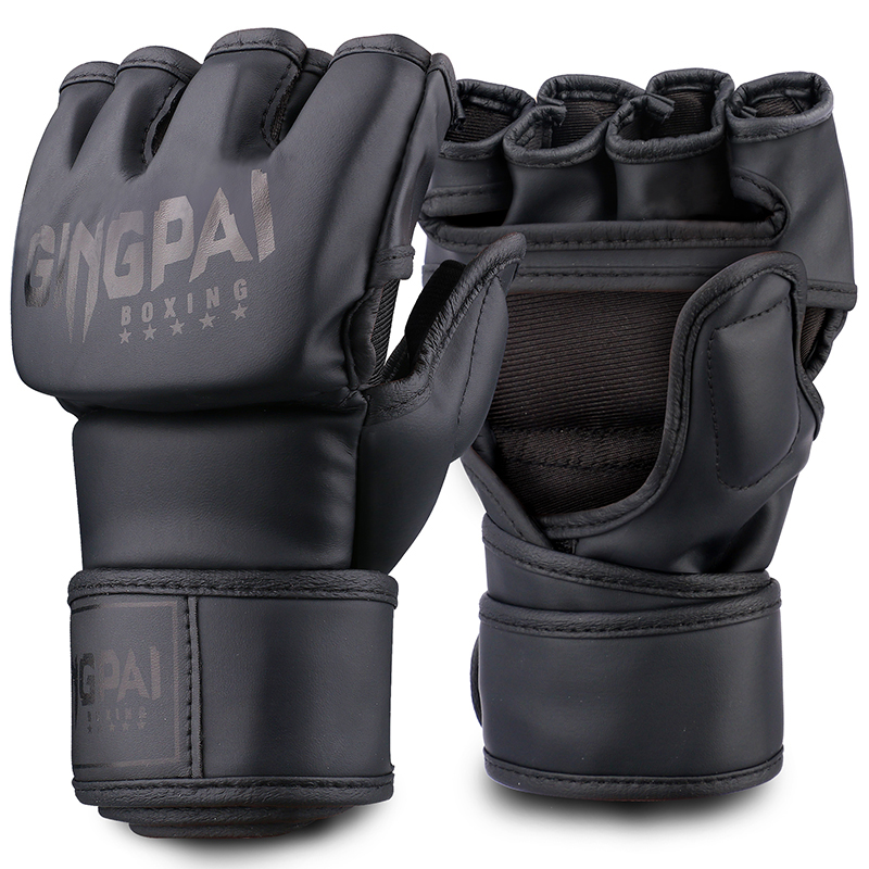 Medias manoplas MMA Fighting Kick Boxing guantes, bolsa pesada de boxeo sin dedos con guantes acolchados para Kickboxing Sparring Muay Thai: M / Rojo