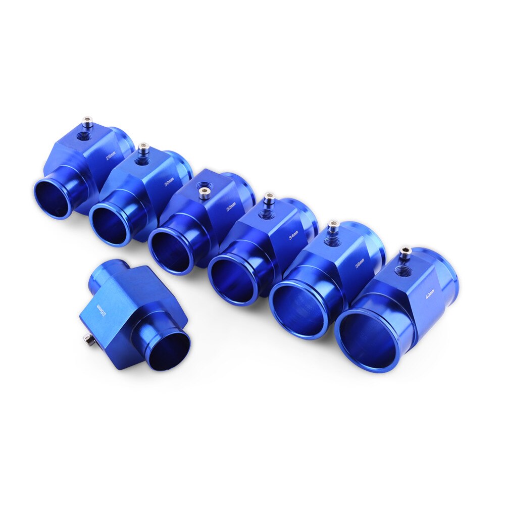 Adaptador de Sensor de temperatura para manguera de radiador de coche, junta Universal de Metal, color azul, 26/28/30/32/34/38/40mm