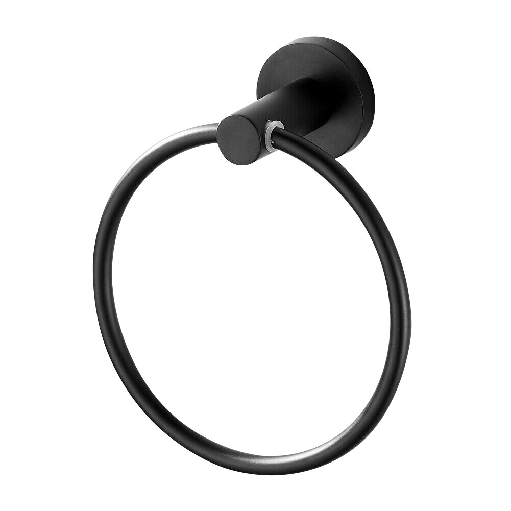 Round Hotel Stainless Steel Kitchen Rail Organizer Modern Bathroom Accessories Toilet Wall Mounted Anti Rust Hanging Towel Ring: Black Round Base
