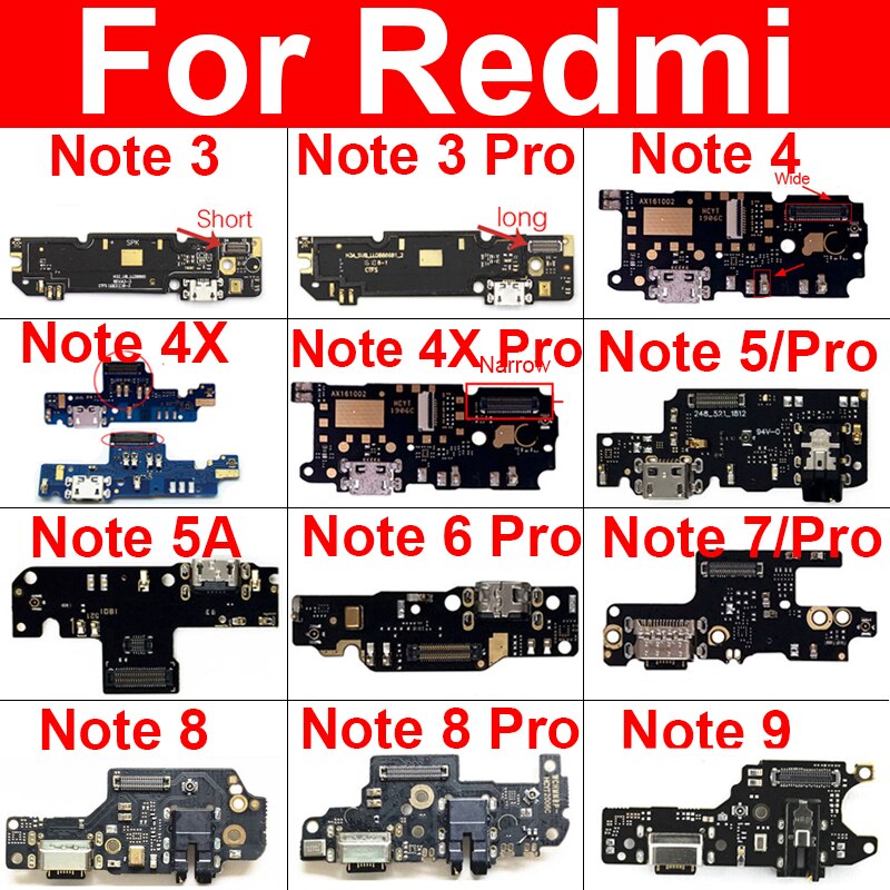 Usb Opladen Jack Port Board Voor Xiaomi Redmi Note 3 3G 4 4G 4X 5 5A 6 7 8 Pro Usb Charger Connector Module Board Vervanging
