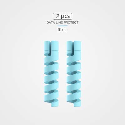 Kabelbeschermer datalijn siliconen spiraalspoelopwinder beschermend voor iphone samsung android usb-oplader oortelefoonhoesje: Blauw