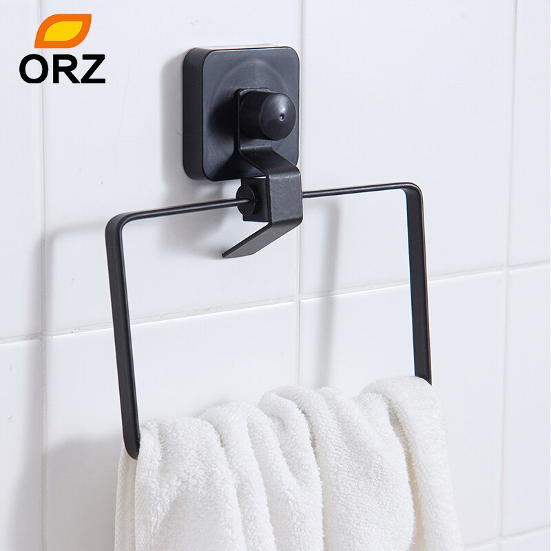 Orz Badkamer Wandmontage Handdoekhouder Sucker Iron Washandje Houder Badkamer Hardware Accessoires Handdoek Ring