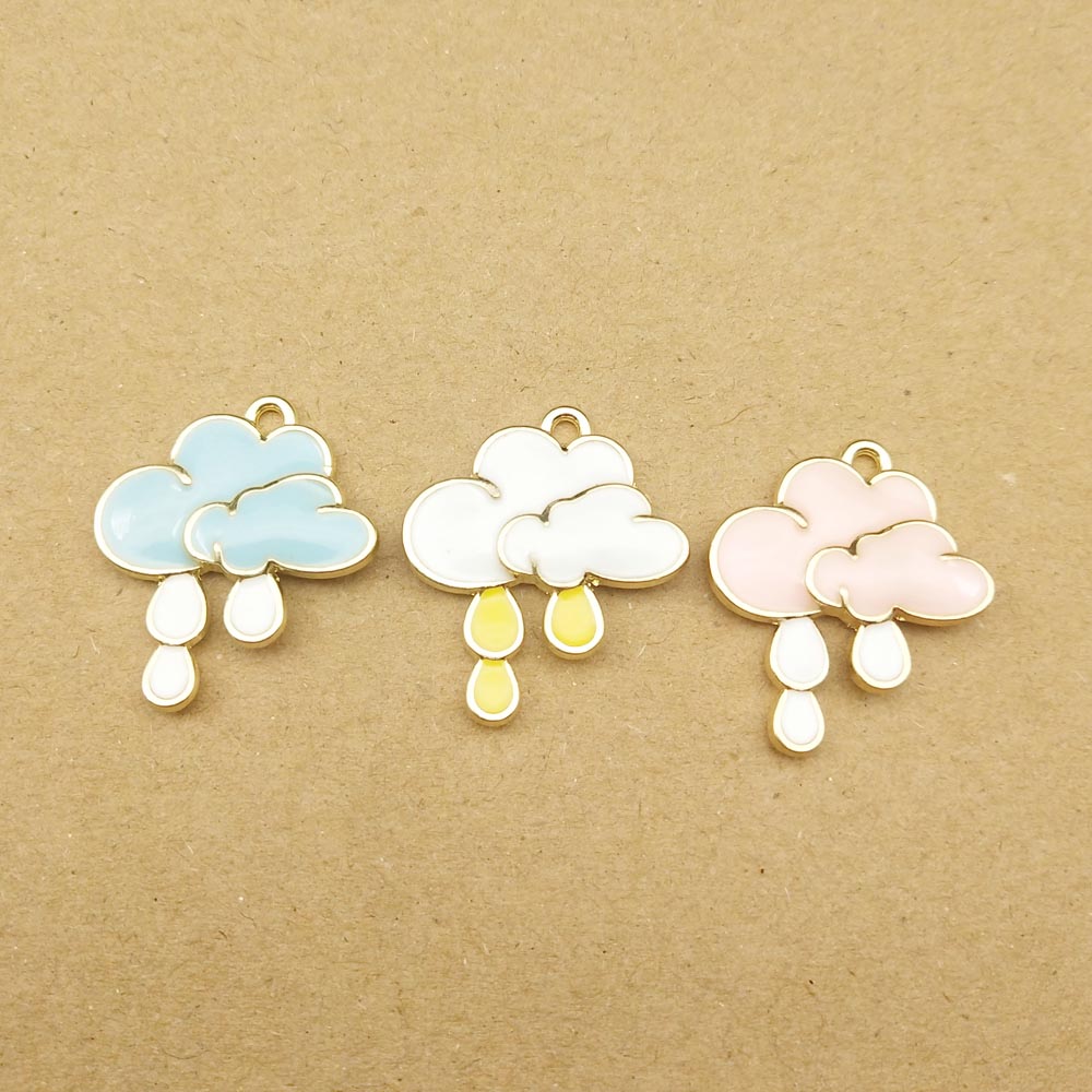 10pcs 20x23mm cloud and rain enamel charm for jewelry making crafting earring pendant necklace and bracelet charms