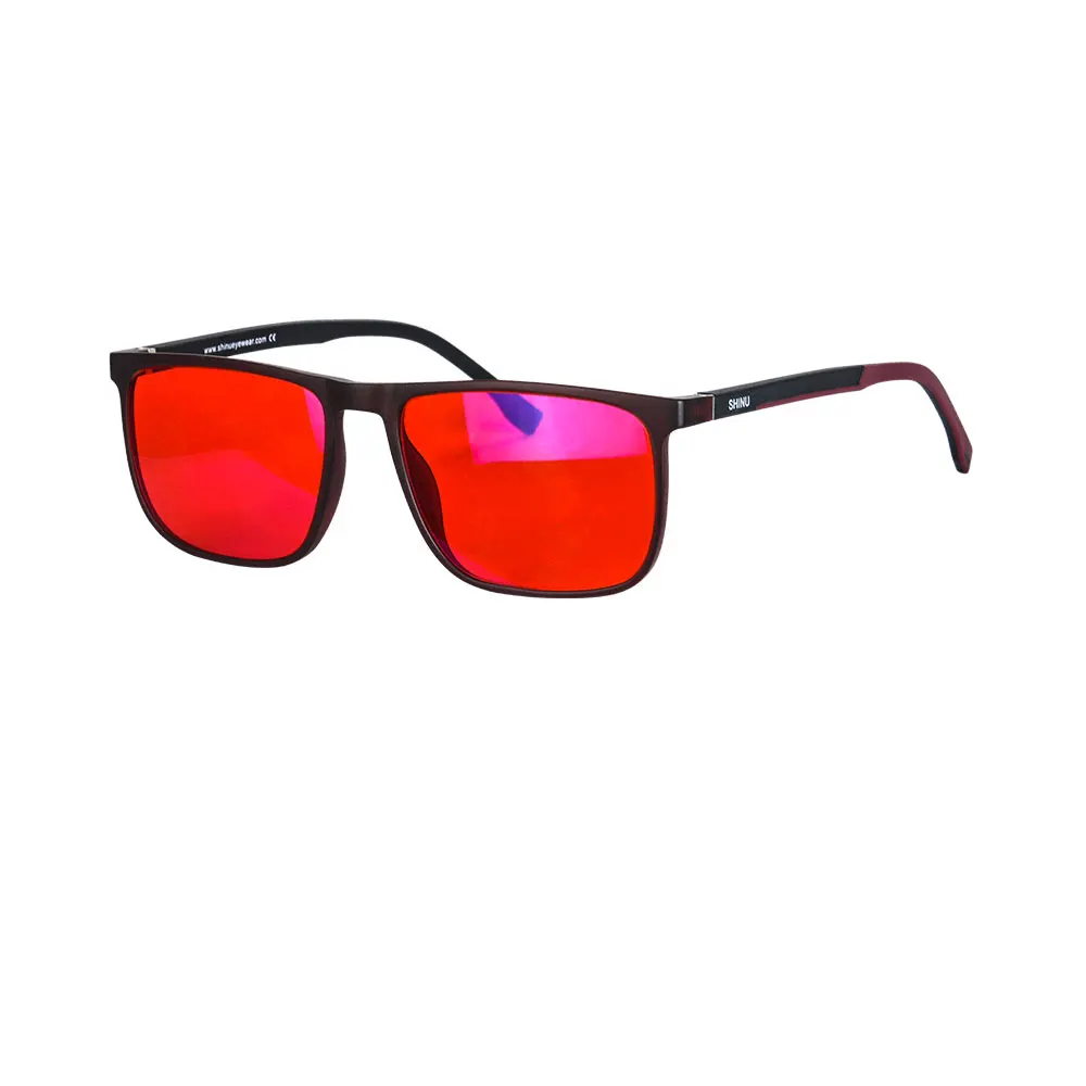 SHINU bon sommeil lumière bleue bloquant les lunettes hommes lentilles rouges Anti lumière verte éliminer la fatigue oculaire lunettes Bluelight: MULTI