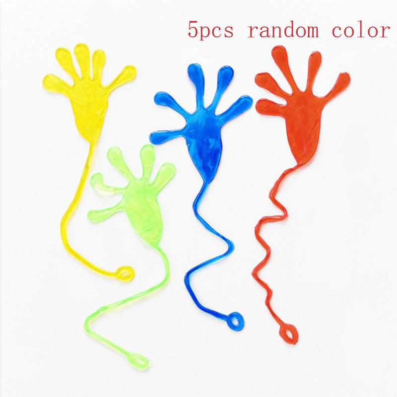 10pz Bambini Divertente Appiccicoso Mani Palmo Elastico Appiccicoso Squishy Schiaffo di Palma Giocattolo Del Capretto Bomboniere E Ricordini Regalo Della Novità scherzi scherzo Di puzzle giocattolo divertente: 5pezzi casuale colore