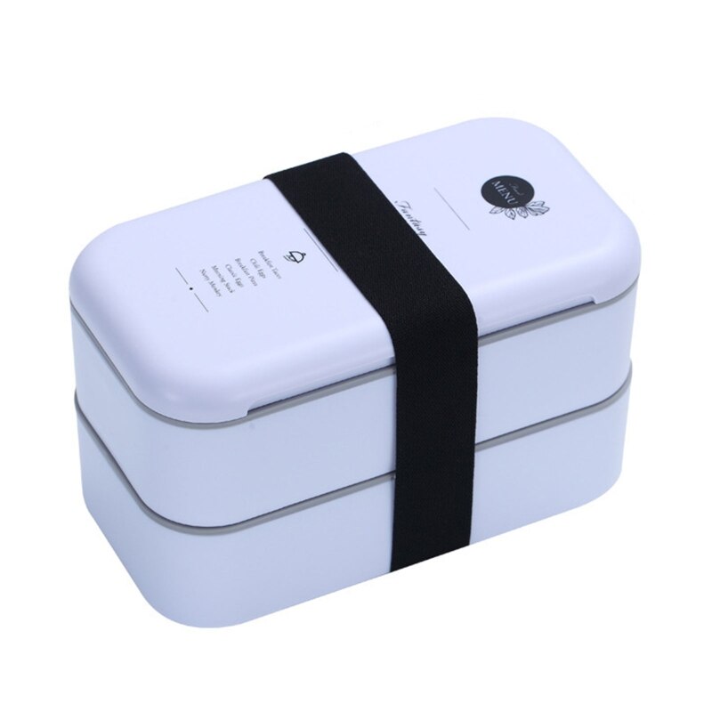 Draagbare Dubbele-Layer Verzegelde Lunchbox Duurzaam Bento Case Container Opslag Vet-Verminderde Ontbijt Hoge School Kantoor: WHITE