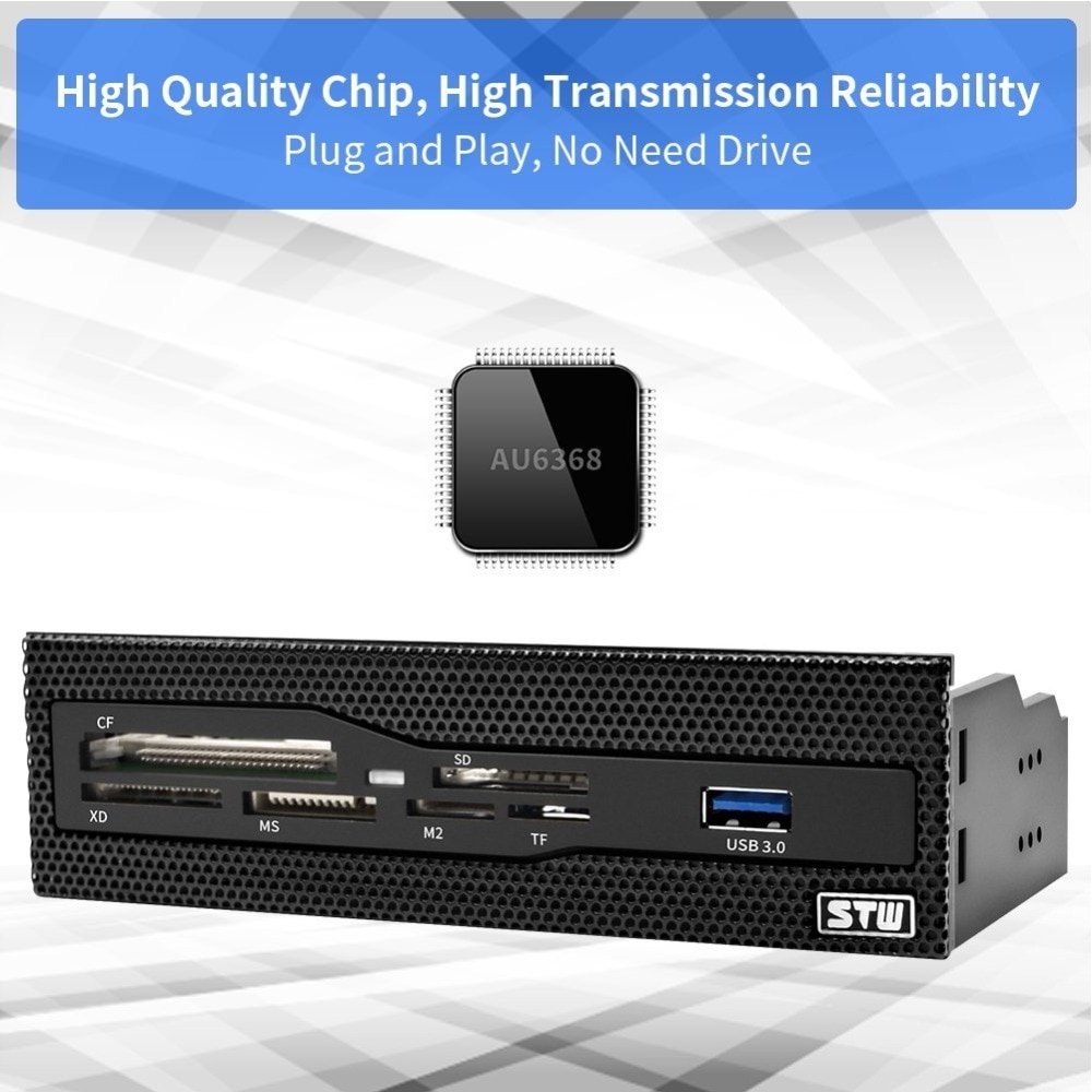 5.25 Inch Interne Kaartlezer Voor Computer Met Usb 3.0 Sd Micro Sd Cf Xd Ms M2 Tf Voorpaneel all In 1 Geheugenkaartlezer