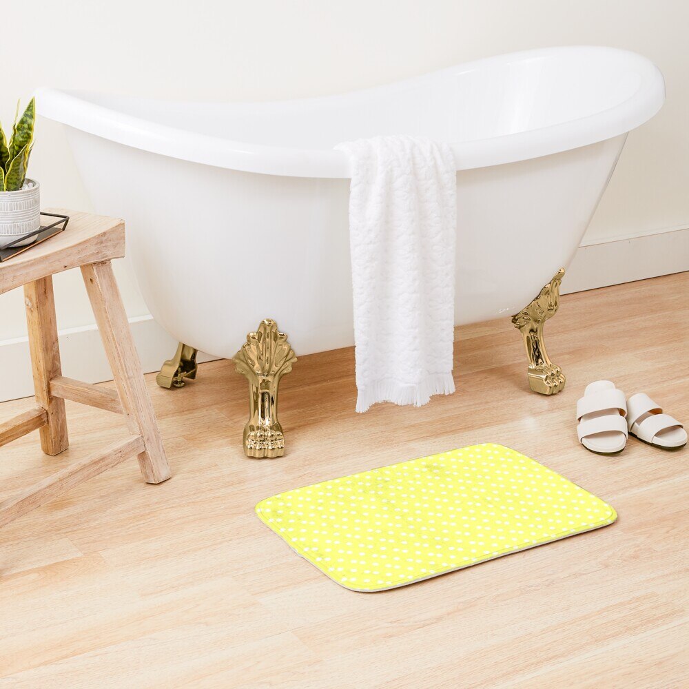 PUTANG YELLOW POLKA DOT Bath Mat Doormat Welcome Home Rectangle Anti-slip Carpet Rug Bedroom Entrance Floor Mats