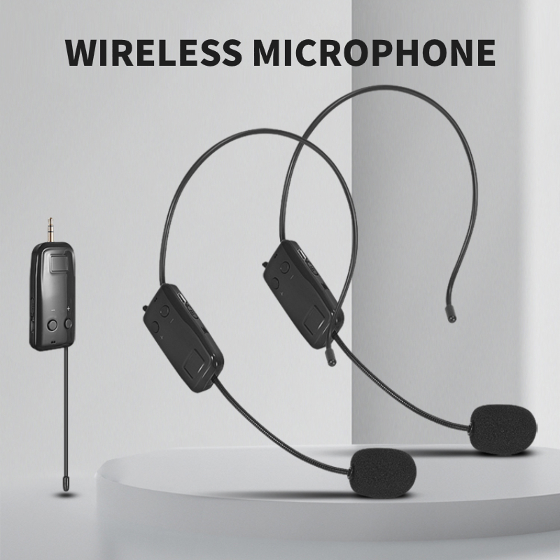 Microfone lapela sem fio portátil, microfone de cabeça, amplificador, karaoke, discurso, ensino, reunião, fone de ouvido
