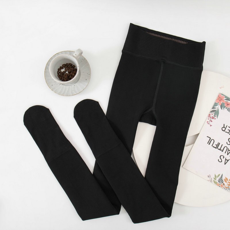 Pantalon en résille pour femmes, jambes nues, épais, intégré, Leggings et bas, automne et hiver: Full toe-black