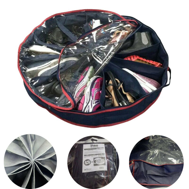 Underbed round sapatos botas solução de armazenamento organizador caixa arrumada tampa/by