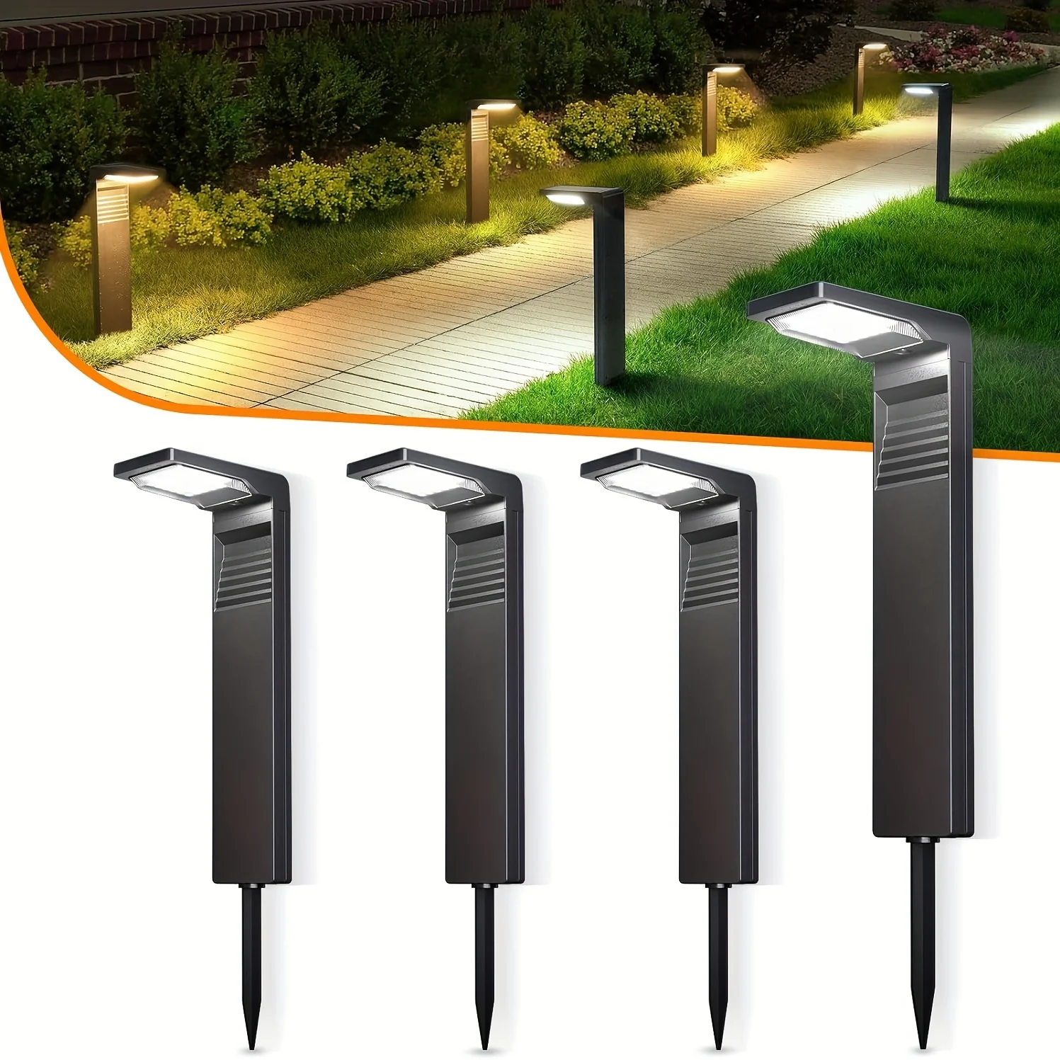 Solar-Rasenlampen für den Außenbereich, Gartenlampen, langlebige Kunststoff-Wegeleuchten, ideal für Außenbeleuchtung auf der Auffahrt, Rasen, Terrasse, Gehweg