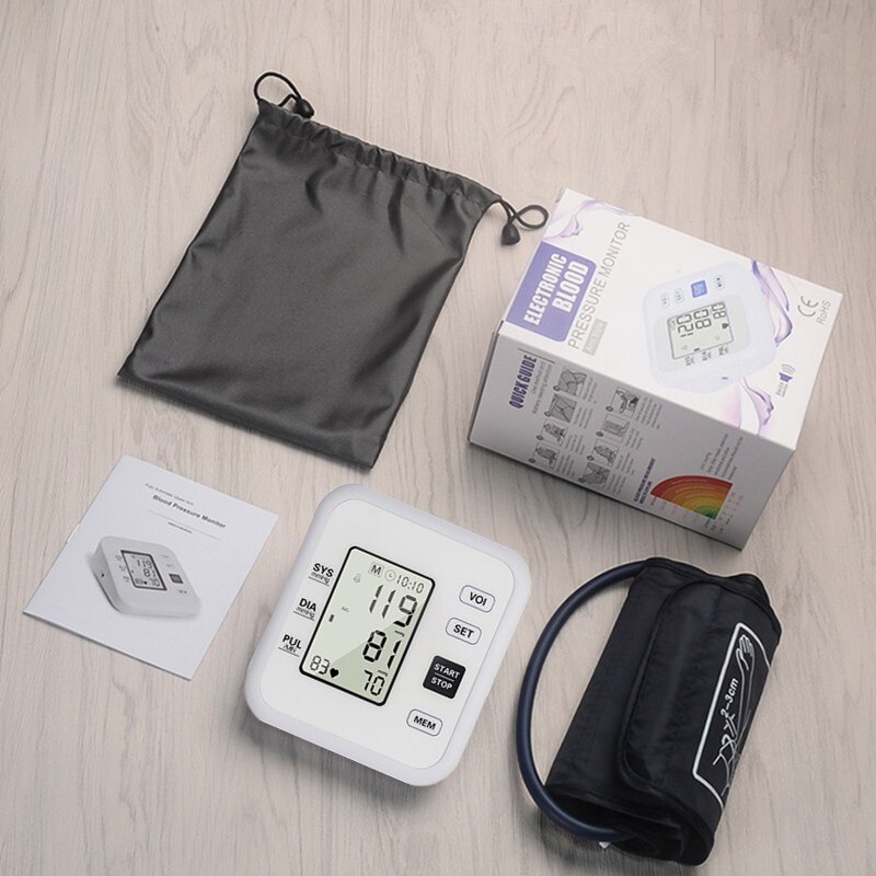 Portable Automatic Upper Arm Blood Pressure Monitor pressao Cuff Tonometer Arm Sphygmomanometer Tensiometer Bp Heart Rate Meter: Style 2