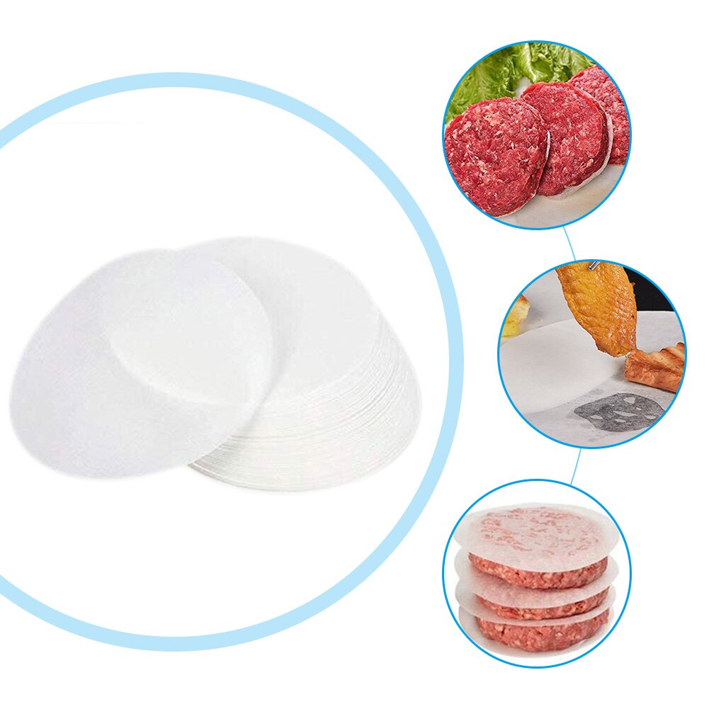 100pcs Round Hamburger Oil Blotting Paper Oven BBQ Grill Paper Absorbing Sheet Hamburger Patty Paper Kitchen Tools