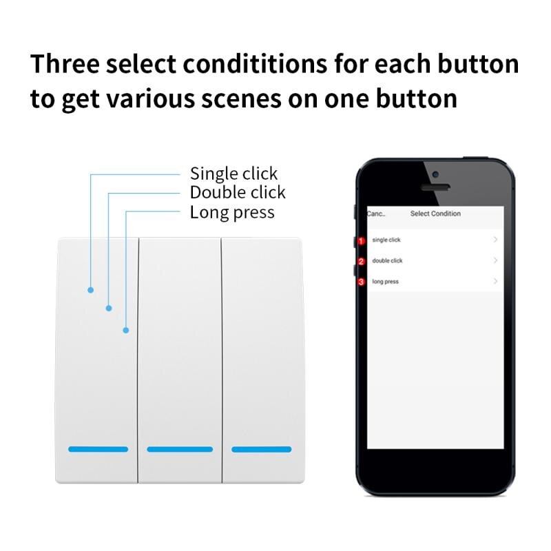 1/2/3 Gang Tuya ZigBee Wireless 6 Scene Switch Push Button Controller Battery Powered Automation Scenario For Tuya Devices