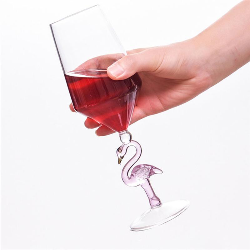1Pc Decorative Flamingo Shape Wine Glass For Home Bar Restaurant Glass Flamingo Glass Wine Glass Cocktail Glass Bordeaux Goblet