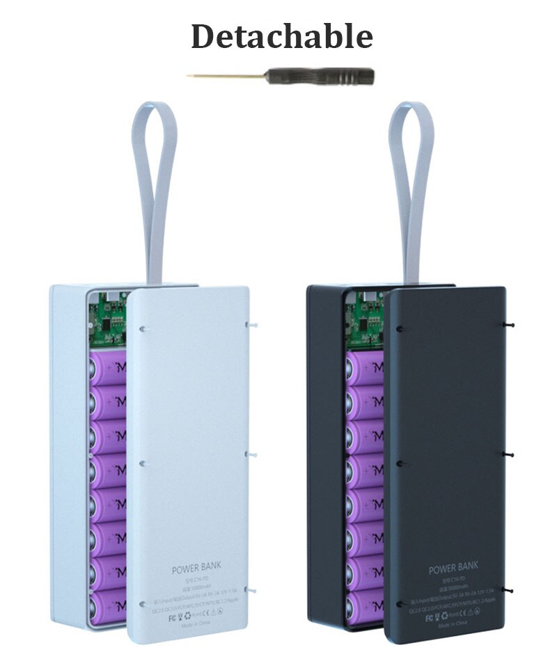 DIY Power Bank Case 16*18650 Battery Charger Box Shell Dual USB Support Quick &amp; Wireless Charging Powerbank Case without Battery