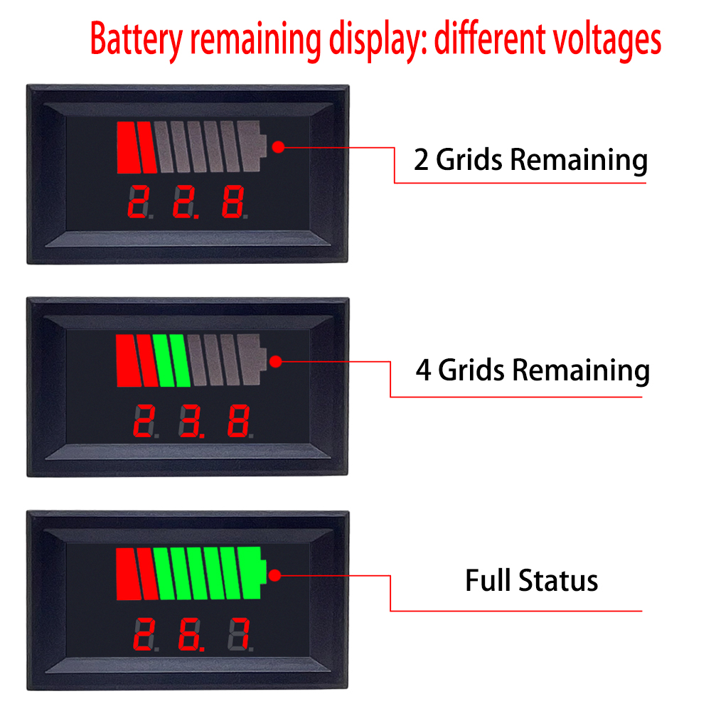 Car battery charge level indicator, , 12 v, 24 v, 36 v, 48 v, 60 v, 72 v,  lithium battery capacity meter, tester, display, led tester, voltmeter