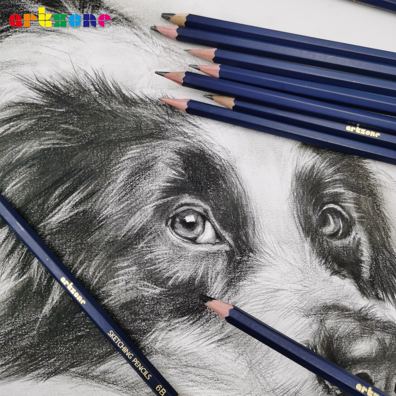 Artzone 12 ks/sada ceruziek na kreslenie 6h-12b skicovacie grafitové umelecké ceruzky set potreby pre umelcov