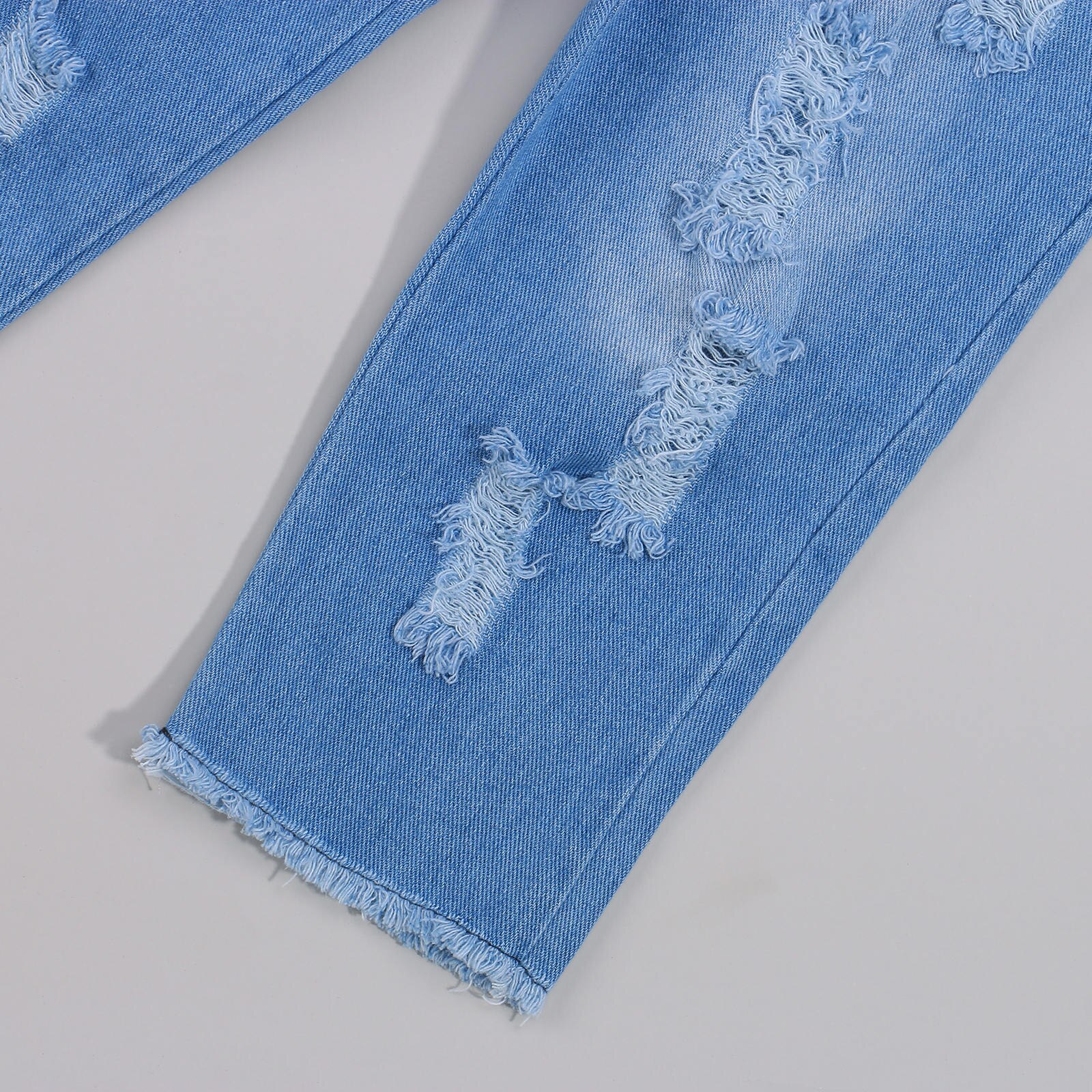 Conjunto de ropa de para niñas de 1 a 6 años, top de punto sin mangas con hombros descubiertos y pantalones vaqueros rasgados, ropa de verano para niñas