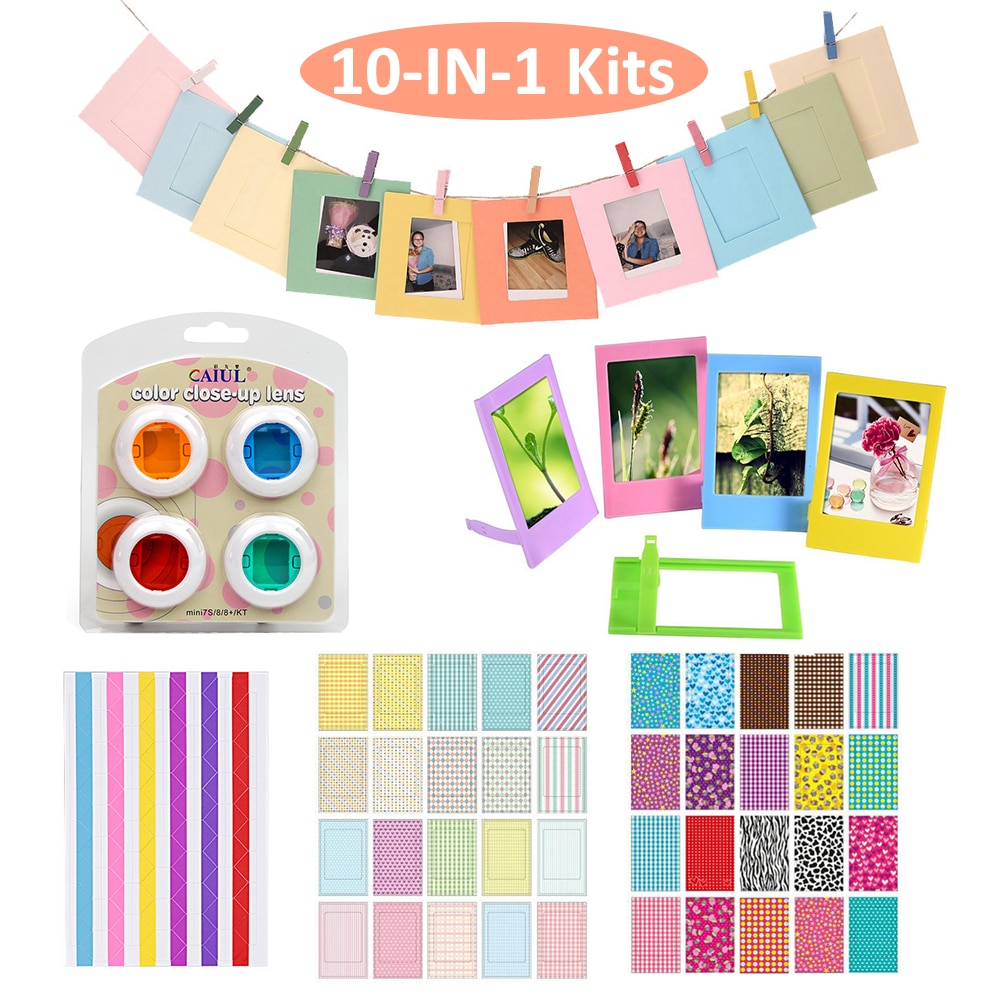 Voor Fujifilm Instax Mini 9 Mini 8 Instant Camera Schilderen/Rose Draagtas Tas Cover Pu Leather Pouch + album + 10-In-1 Kit