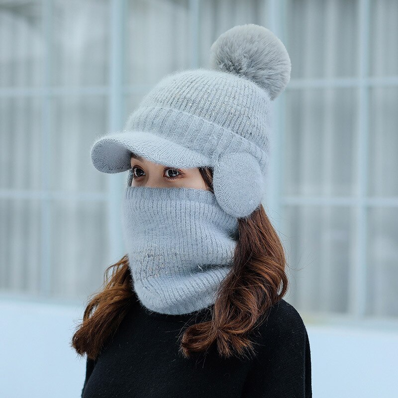 Bonnet Skullies tricoté pour femme, bonnet épais et , couvre-chef de unisexe, ensemble d'équitation en plein air, hiver