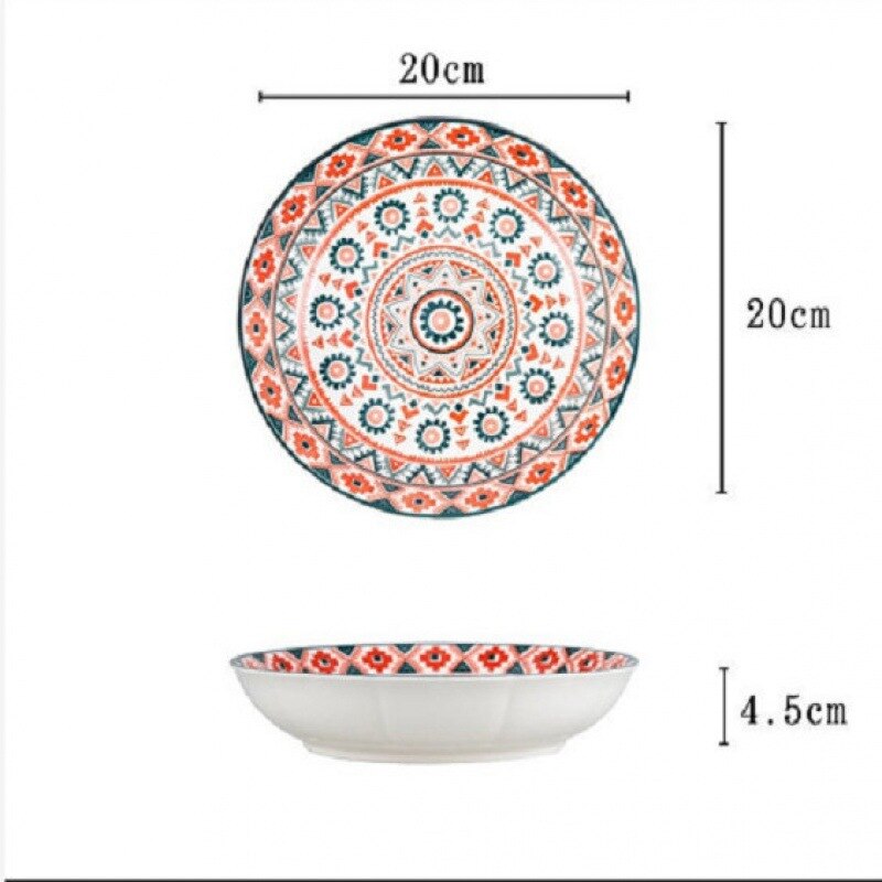 Platos bohemios de hueso de China, vajilla japonesa, juegos de platos para servir, platos de flores, juego de cena, comida, cocina moderna, comedor: 8 inch plate x 2